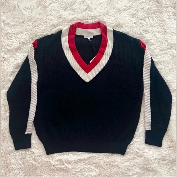 New! REISS London Striped Color Block Wool Blend Sweater - Picture 8 of 12